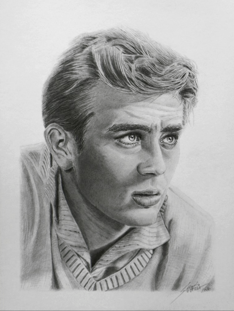 James Dean Portrait drawing, Porträtzeichnung