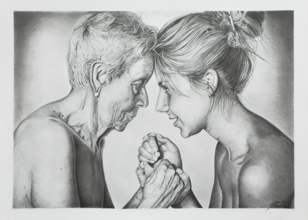 Old and Young, Realistic Pencil Drawing, realistische Bleistiftzeichnung