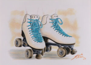 Roller Skates Colored Pencil Drawing