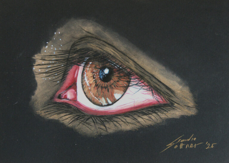 Eye Drawing on Black Paper